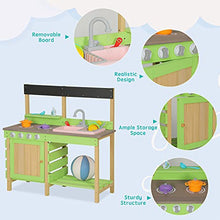 Load image into Gallery viewer, Wooden Kids Play Kitchen, Outdoor Mud Pretend Kitchen Playset Toy Kitchen Set with Cookware Accessories, Outdoor Water Play for Kids
