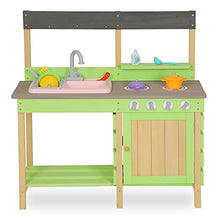 Load image into Gallery viewer, Wooden Kids Play Kitchen, Outdoor Mud Pretend Kitchen Playset Toy Kitchen Set with Cookware Accessories, Outdoor Water Play for Kids