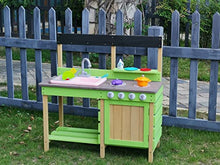 Load image into Gallery viewer, Wooden Kids Play Kitchen, Outdoor Mud Pretend Kitchen Playset Toy Kitchen Set with Cookware Accessories, Outdoor Water Play for Kids