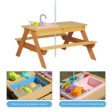 Load image into Gallery viewer, Mederra Wooden Kids Picnic Table Set , Sand &amp; Water Activity Table for Outdoor with Sandbox Removable &amp; Adjustable Umbrella, Children Playset
