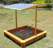Load image into Gallery viewer, Kids Wooden Cabana Sandbox with Cover, Outdoor Sandbox with Canopy, Children Playset, Sand Box Bench Seat for Backyard.Lawn
