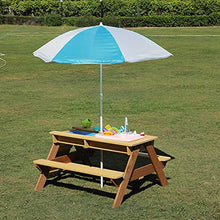 Load image into Gallery viewer, Mederra Wooden Kids Picnic Table Set , Sand &amp; Water Activity Table for Outdoor with Sandbox Removable &amp; Adjustable Umbrella, Children Playset
